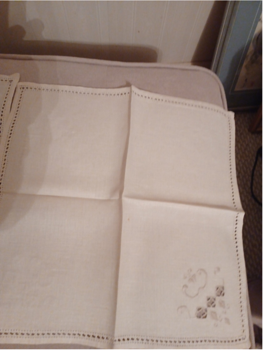 Irish Linen Napkins Hand Embroidered X 8